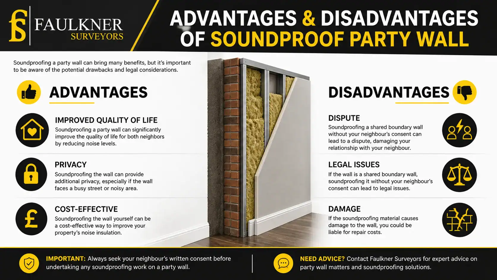 Can you soundproof a Party wall? 2 Advantages and Disadvantages of Soundproof Party Wall Luton