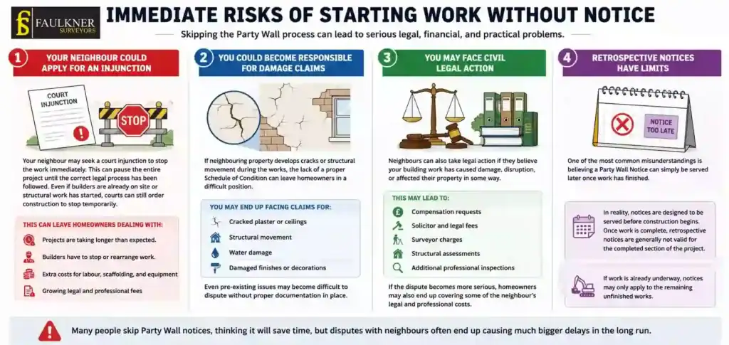 What Happens If You Start Work Without a Party Wall Notice? 1 Immediate Risks of Starting Work Without Party Wall Notice Luton