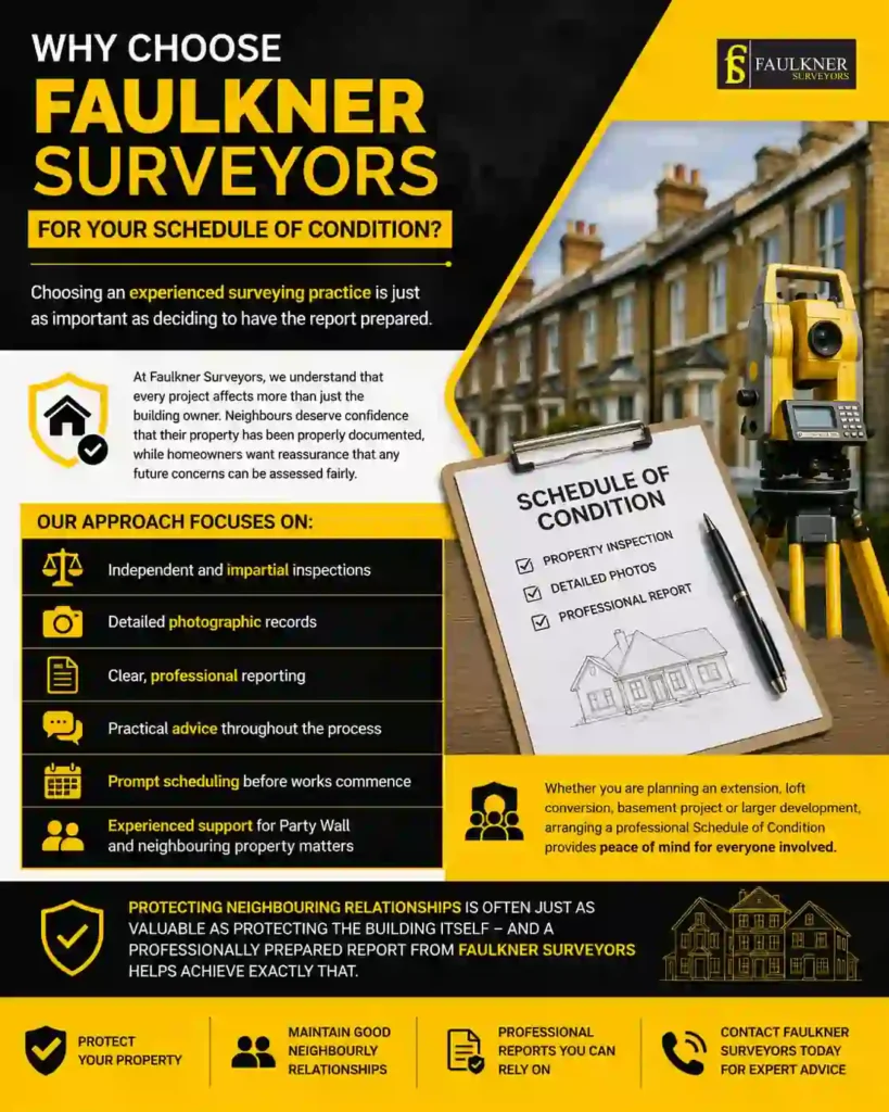 Schedule of Condition: What It Is and Why It Protects Both Neighbours 3 Why Choose Faulkner Surveyors for Your Schedule of Condition Luton?